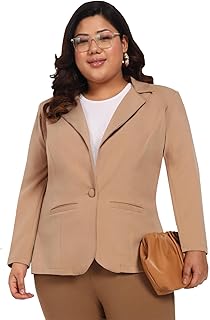 wild u Women Plus Size Formal Blazer | Single Breast l Office Wear | Stretch | Easy Care | Western Stylish (Beige, Size : 3XL-8XL)-picture-19