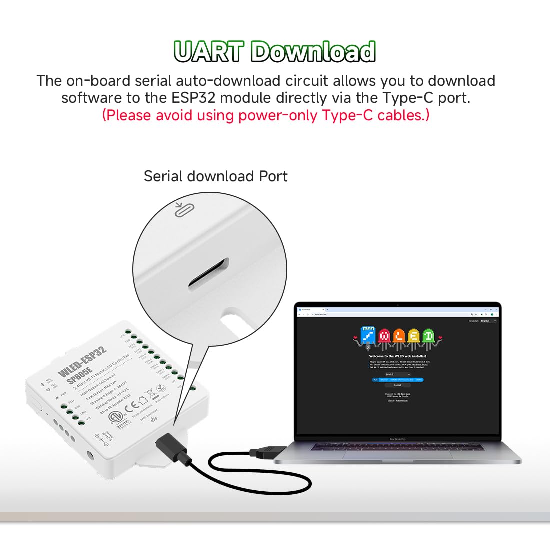 BTF-LIGHTING ESP32 WLED SP805E 2.4G Wi-Fi muzyka sterownik LED