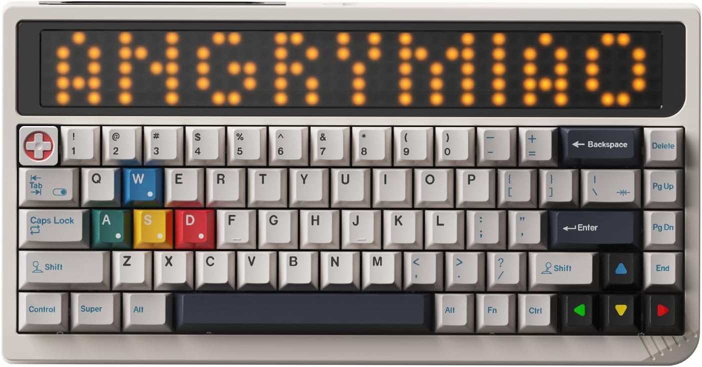 Angry Miao AM RGB 65 Wireless Creamy Mechanical Gaming Keyboard. 68-Key Tri-Mode 2.4G Bluetooth Wireless. Custom LED Screen. Hot-Swap Switch. High-End RGB Gaming Accessories for PC & Mac - Cloud White