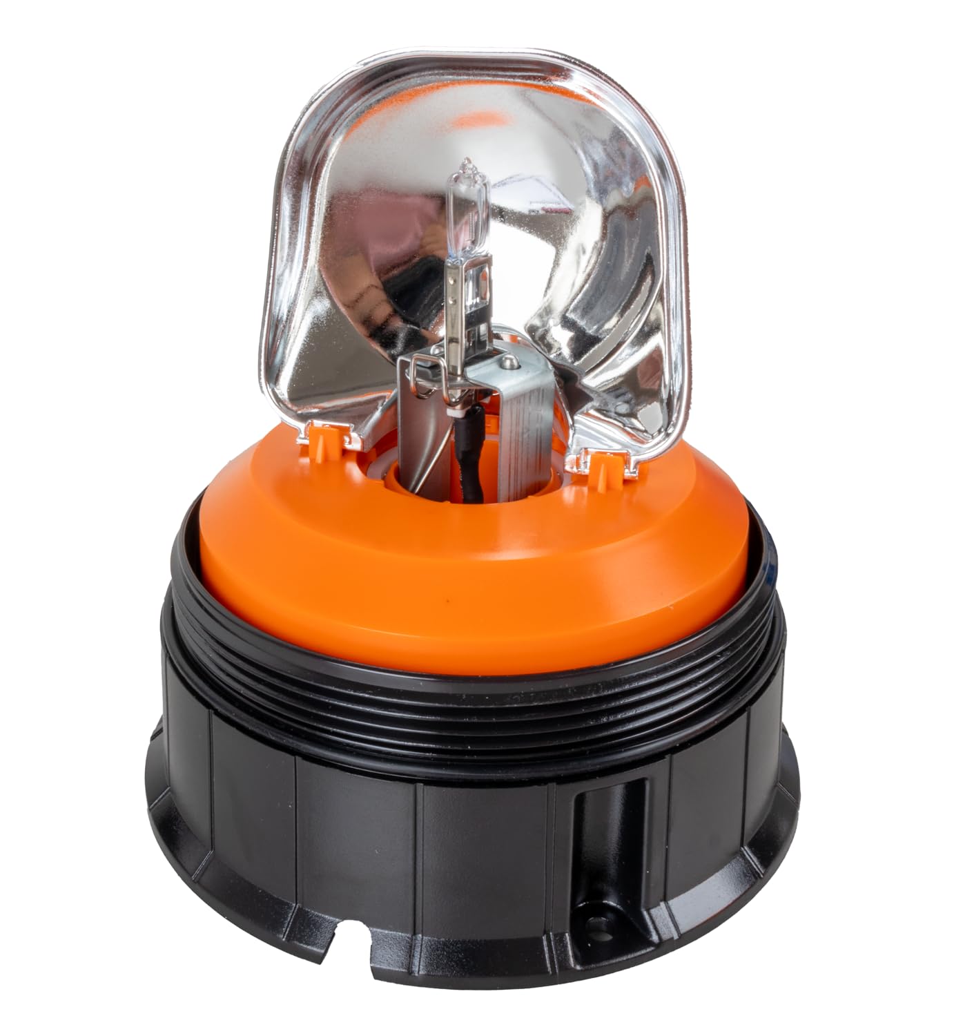 Ama Lampeggiante Alogeno per Trattori con Base Piana – 12 V, 55 W, Luce Rotazionale Arancione, Certificazioni ECE-R10 e ECE-R65, Grado di Protezione IP67