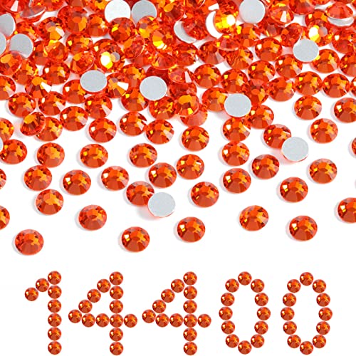 Image of Beadsland Flat Back Crystal Rhinestones Bulk, Orange, SS12, 14400pcs
