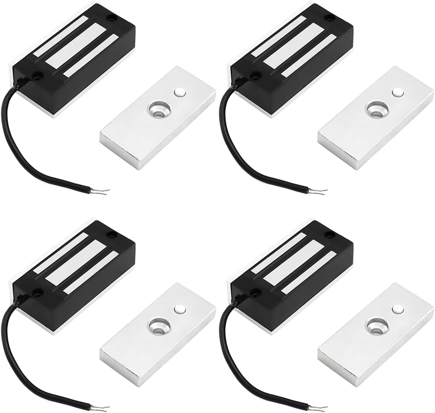 QWORK 4 Pack Electric Magnetic Lock, 60kg 130LBs Holding Force Electric Magnetic Lock for Door Access Control System Electromagnet Fail-Safe NC Mode