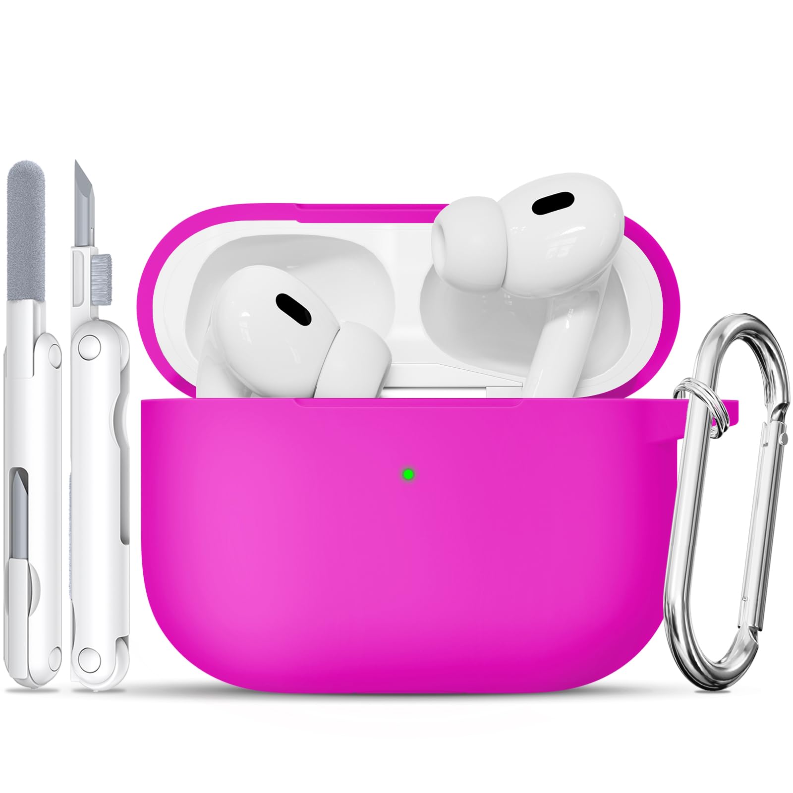 for AirPods Pro Case, Soft Silicone Case Cover Compatible with Airpods Pro 2nd/1st Generation for Women Girly, with Cleaning Kit & Keychain,