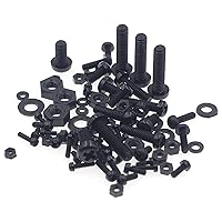 Vista 3 de Juego surtido de tornillos métricos M2 M2.5 M3 M4 M5 de nylon Phillips de cabeza plana (negro)