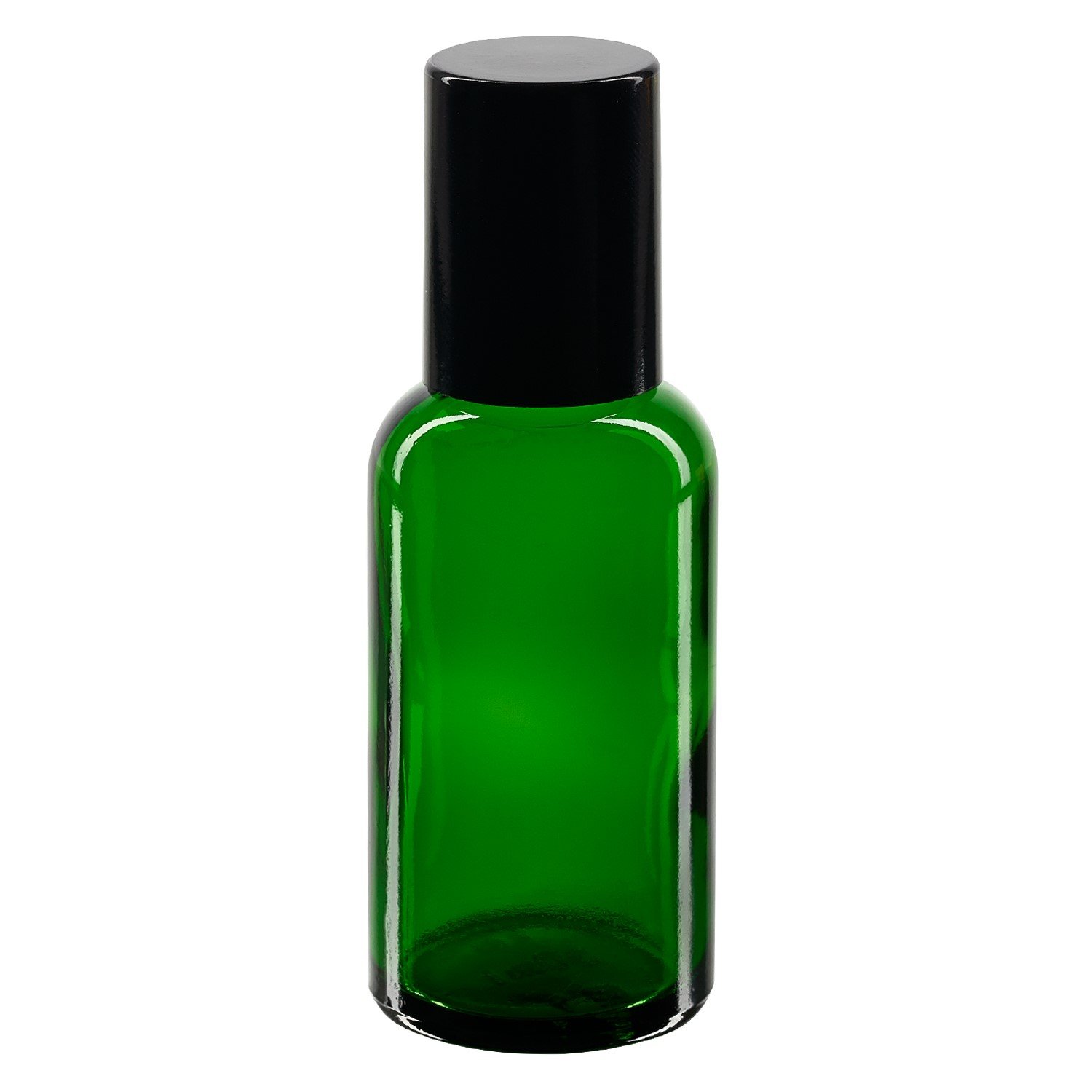 100x Glas Deostick mit grüner 30 mll Flasche, leerer Deo Roller - inkl. schwarzem Roll On Verschluss