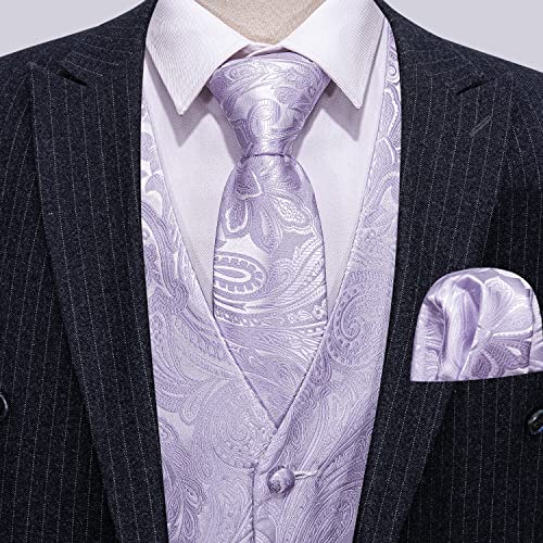 Image of Barry.Wang Formal Men Flower Vest Paisley Jacquard Silk Ties Suit Waistcoat Set Wedding 5PCS