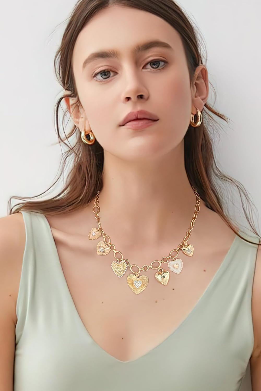 LILIE&WHITE Gold Heart Necklaces For Women With Different Heart Charms Gold Charm Sun Heart Necklace Coin Charms Fashion Jewelry Gift - Image 3