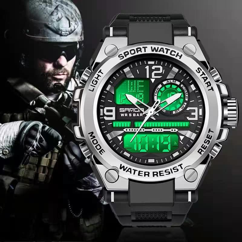 AIMES Men's Watches Outdoor Sports Waterproof Military Watch Tactical Digital Analog Wrist Watch Date Multi Function Led Large Face Alarm Stopwatch for Man - Image 4