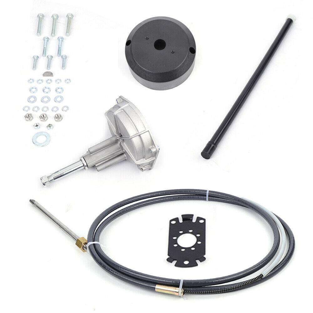TBVECHI Outboard Steering Kit 12’ Feet Boat Steering Cable Marine Boat Rotary Steering System Rotary Steering Kit 3/4