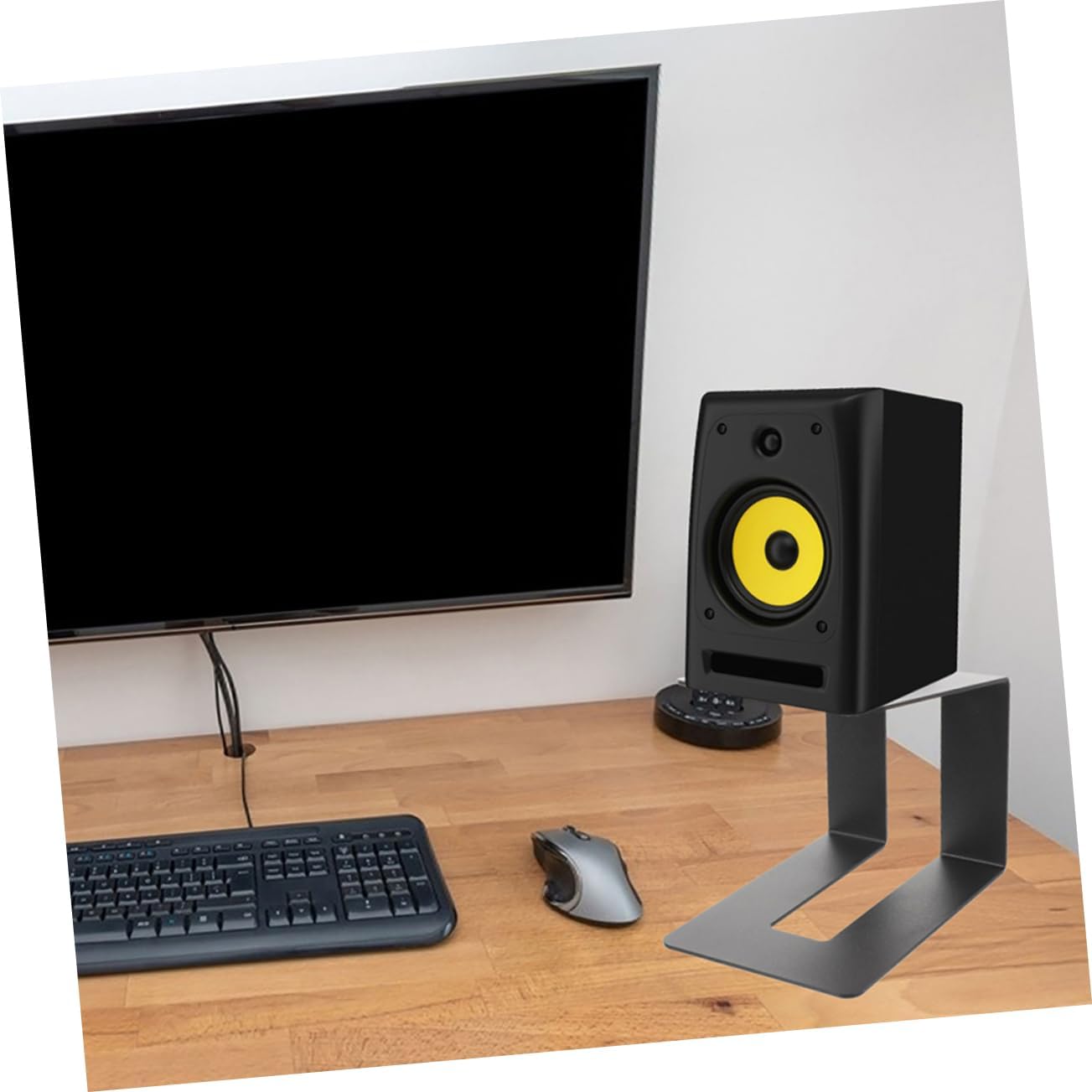 2pcs Adjustable Desktop Speaker Stands Black Metal Speaker Risers for Computer and
