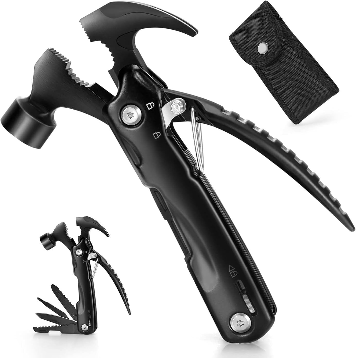 12 in 1 Multi-Tool Hammer Multi-Functional Mini Hammer Camping Gear Survival Tool Cool Gadgets for Men, DIY Handyman, Father/Dad, Husband, Boyfriend, Grandpa(Multicolor)