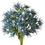 LIUCOGXI 3 Branch Long Stem Navy Blue Artificial Thistle Flower Bouquet Rustic Blue Thistle Flower F