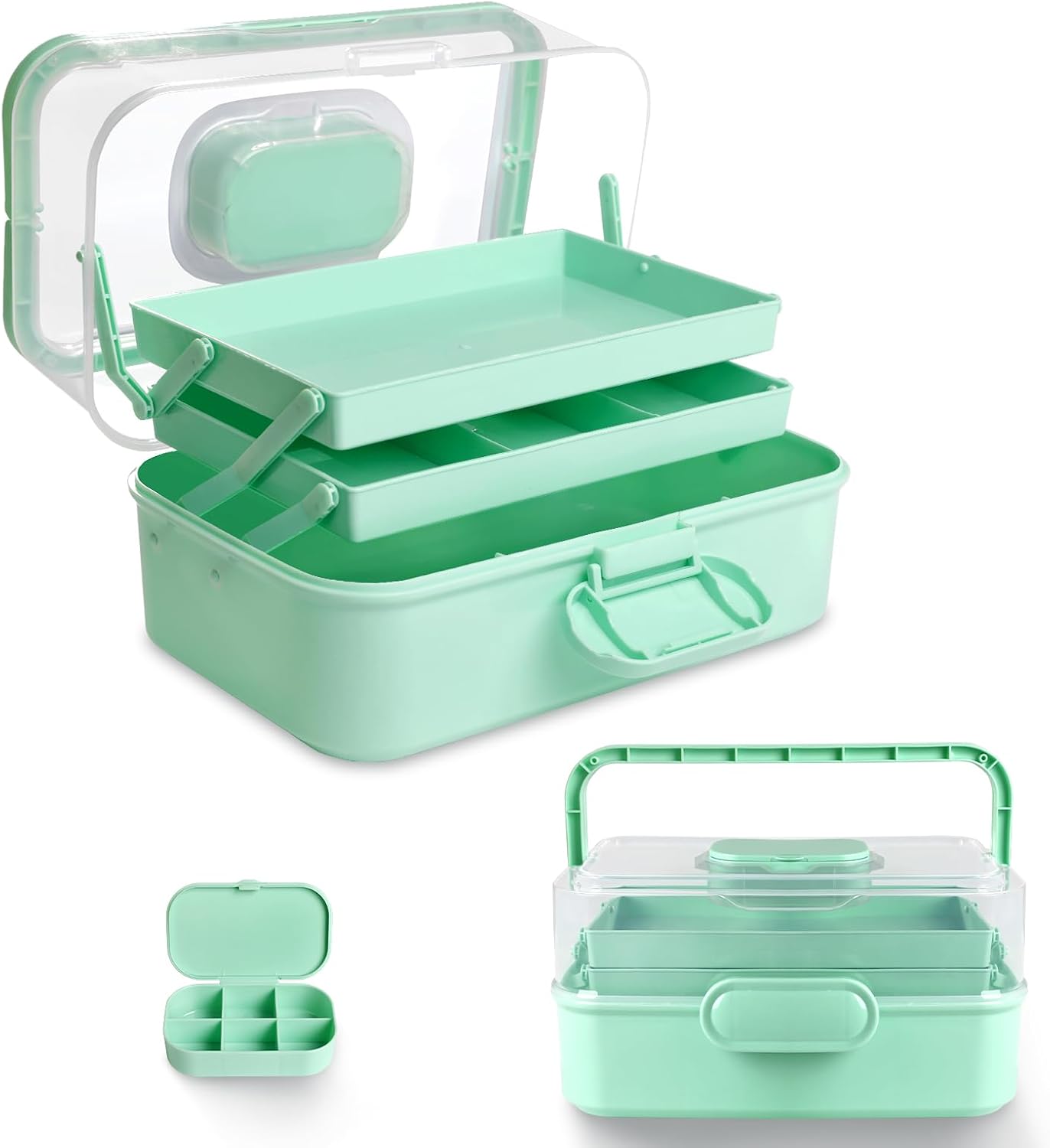 3 Layer Sewing & Craft Organizer Box With Handle - Clear Tackle Box For Art Supplies & Tools
