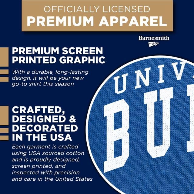Barnesmith University of Buffalo BUF Bulls Short Sleeve Adult Unisex T-Shirt, Classic, Royal Blue, Small — view 3