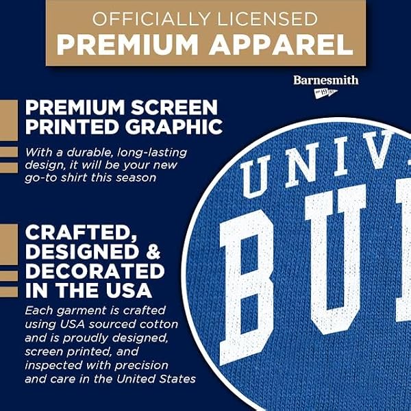 Barnesmith University of Buffalo BUF Bulls Short Sleeve Adult Unisex T-Shirt, Classic, Royal Blue, Small - 3