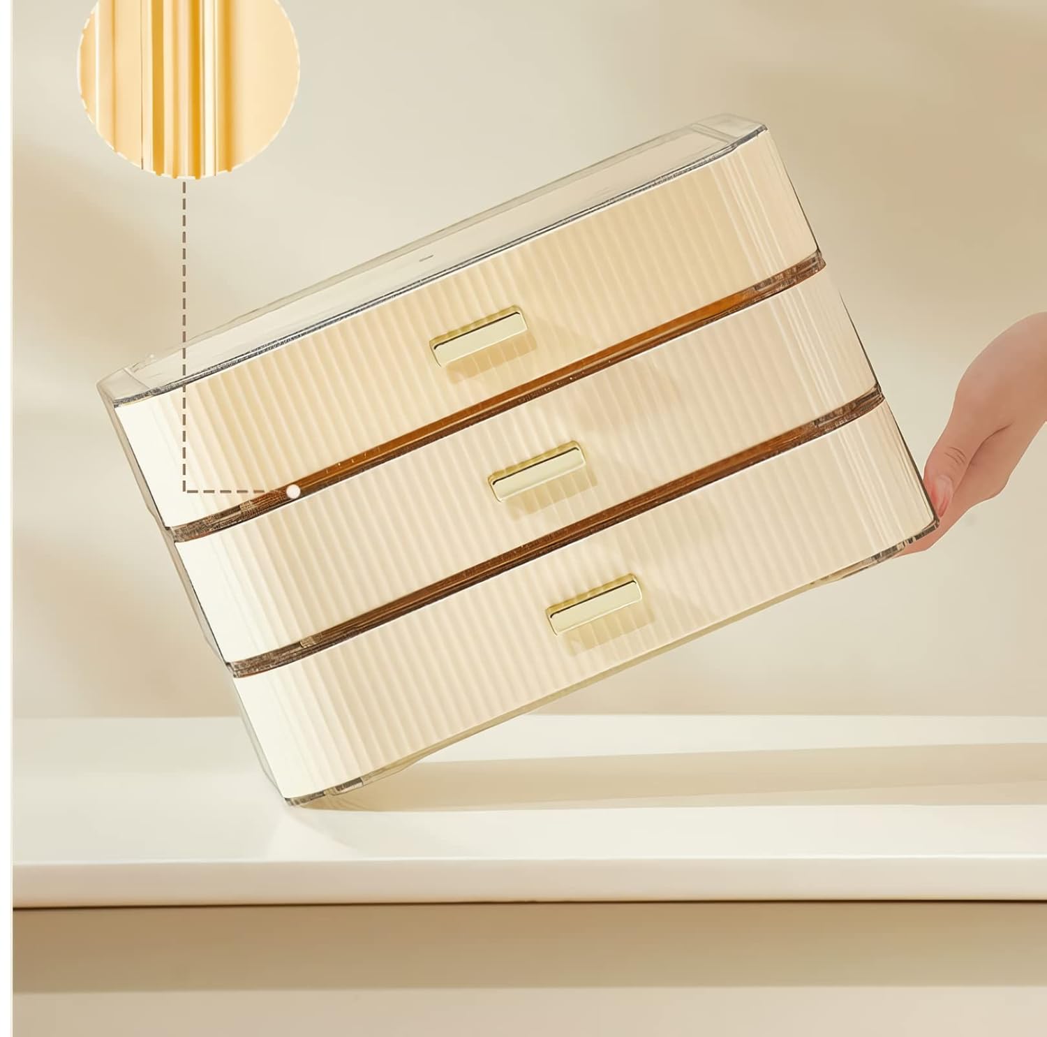 Stackable Plastic Organizer Big & Spacious Drawer | Organize Eyeshadow Palettes, Cosmetics, and Beauty Supplies on a Vanity. White - Image 6