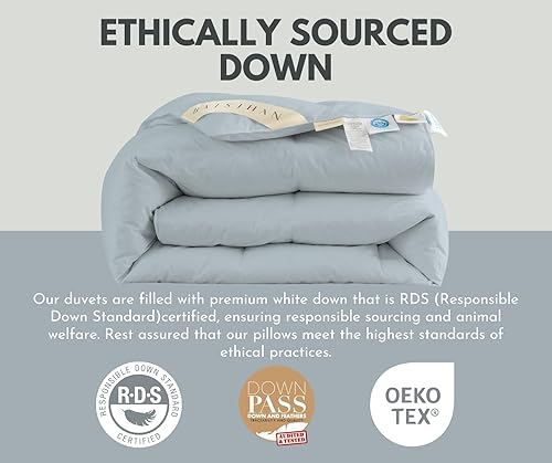 Miniatura 5 de baisihan Edredón de lujo de plumón de ganso, tamaño King, potencia de relleno de 800, relleno ultra suave, calidez del edredón de 30 F a 60 F, funda