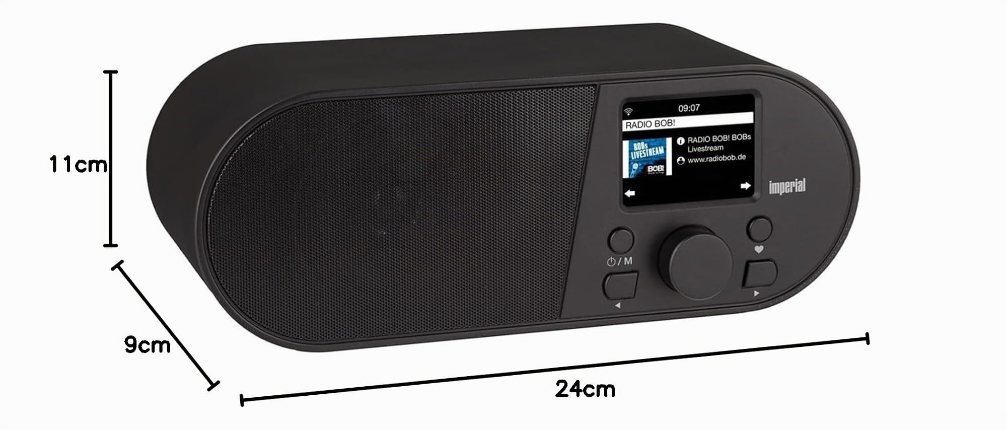 Imperial i105 | Radio Internet avec Wi-FI | Lecteur multimédia | USB | DLNA | Écran Couleur | Fonction réveil | Contrôle Via Application | Noir