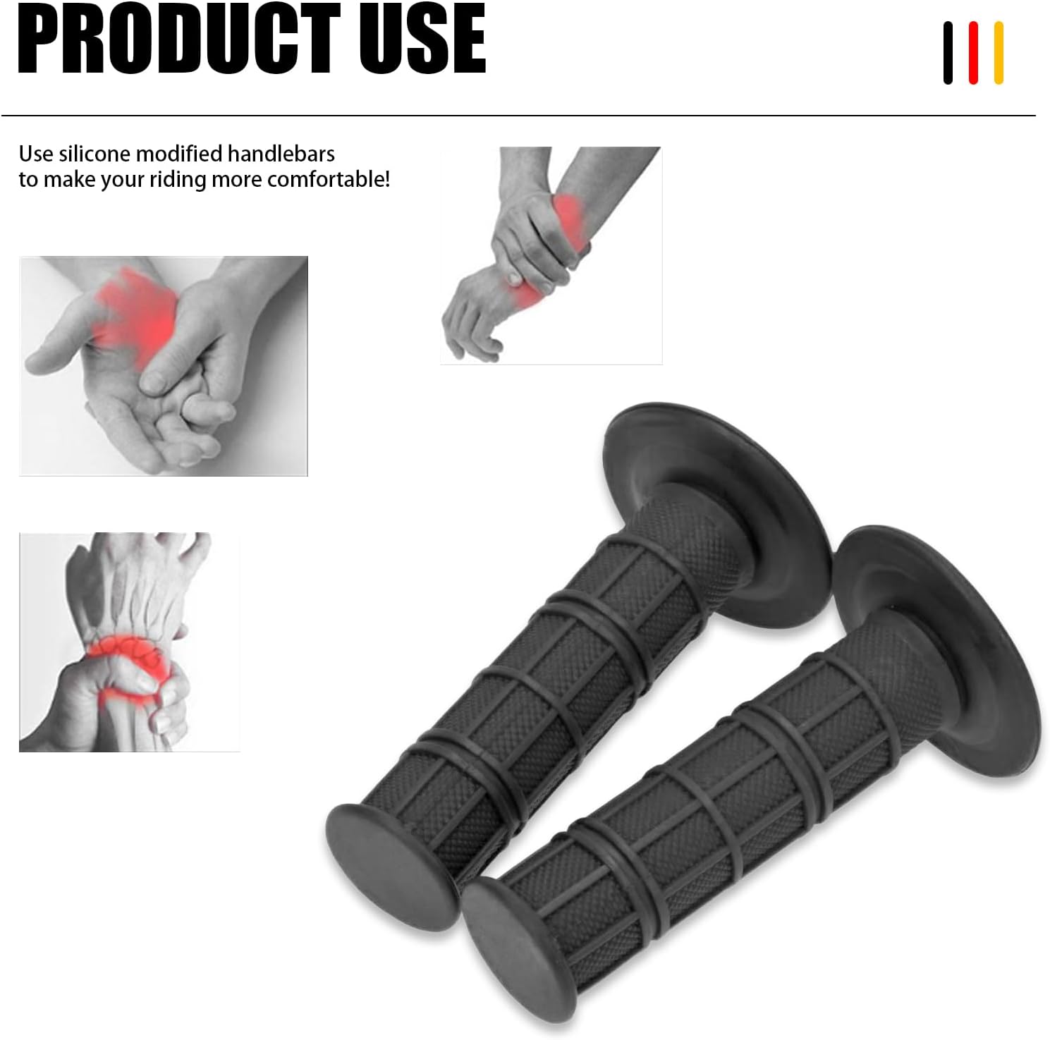 2 PCS 7/8" 22mm Motorcycle Hand Grips, Anti-Slip Left and Right Handlebar Grips, Universal Handlebar Grips for Motorcycle Offroad Dirt Bike (Black)