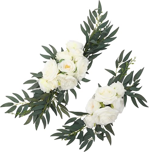 IMIKEYA 2 letreros de esquina de flores de boda para ceremonia y recepción, decoración de flores, arco, arreglo floral, arco de boda, tela de seda,