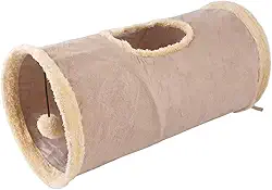 Túnel de gato dobrável de camurça para gatinhos com bola e papel enrugado para uso interno, brinquedos para gatos, filhotes e coelhos