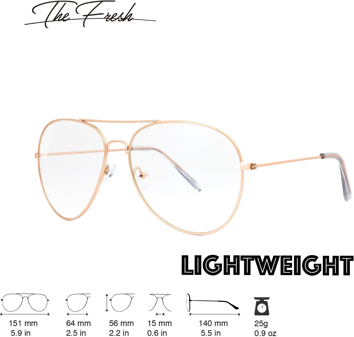 The Fresh Classic Aviator Frame Light Color Lens XL Oversized Sunglasses Gift Box - Image 3