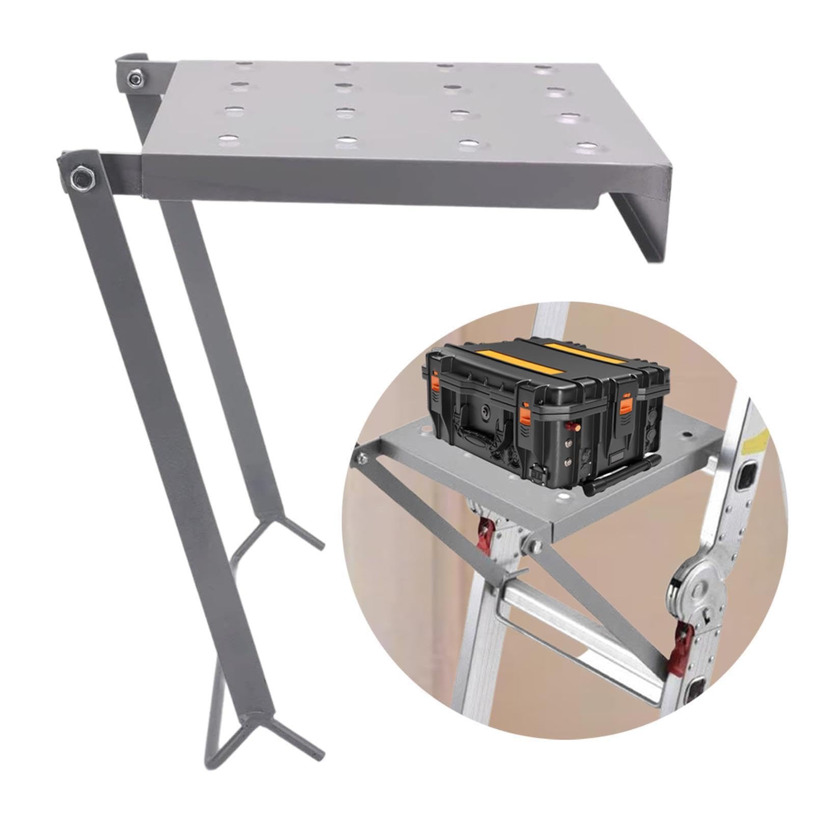 Escalera Extensible con Bandeja Plegable para Accesorios y Plataforma de Trabajo para Pintores, Antideslizante y Ahorra Espacio.