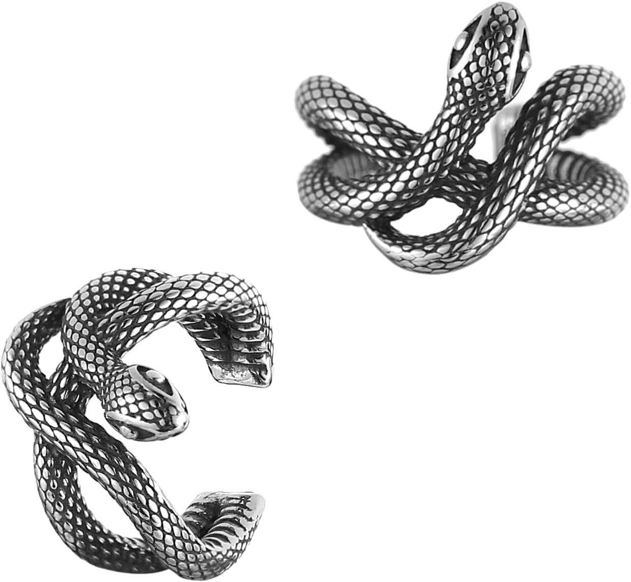 HZMAN Stainless Steel Ear Cuff Earrings No Piercing for Women Men Gothic Snake Clip On Cartilage Earring Jewelry