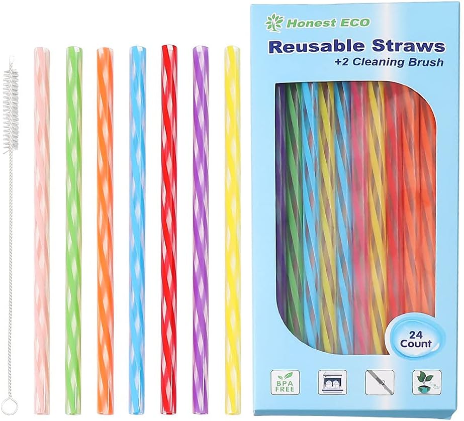 Honest ECO Reusable Stirrer Straws, Straw Cleaner Brush