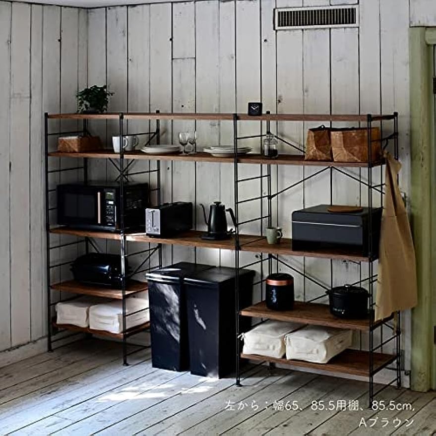 Amazon｜ラック 木製棚板 5段 幅85.5 奥行41.5 高さ162cm ウッド