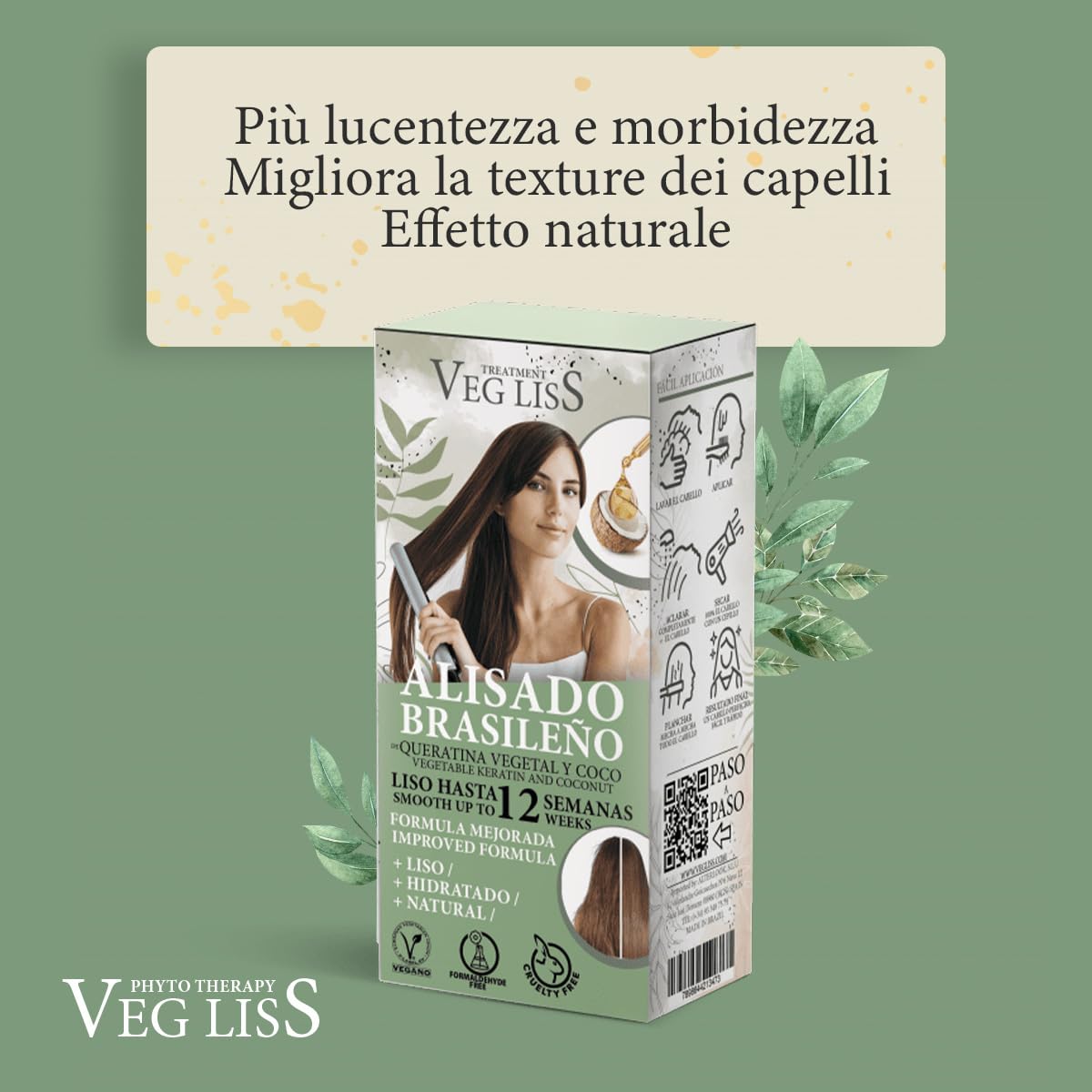 VegLiss – Kit Lisciante + Post-Lisciatura Vegano – Senza Solfati, Parabeni né Siliconi – Ripara i Capelli Trattati Chimicamente – Brillantezza e Morbidezza Naturale (Confezione da 2)