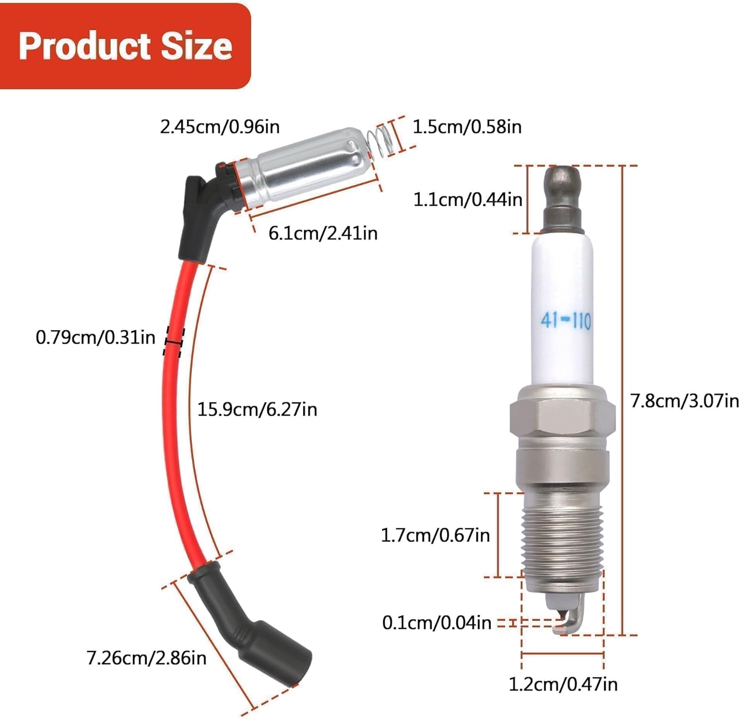 41-110 Iridium Spark Plugs & M8-48322 Spark Plug Wires Compatible with 5.3 6.0L 6.2L Chevy Silverado Suburban Avalanche Express GMC for Cadillac Escalade Yukon Sierra V8 LS Truck (Pack of 8)