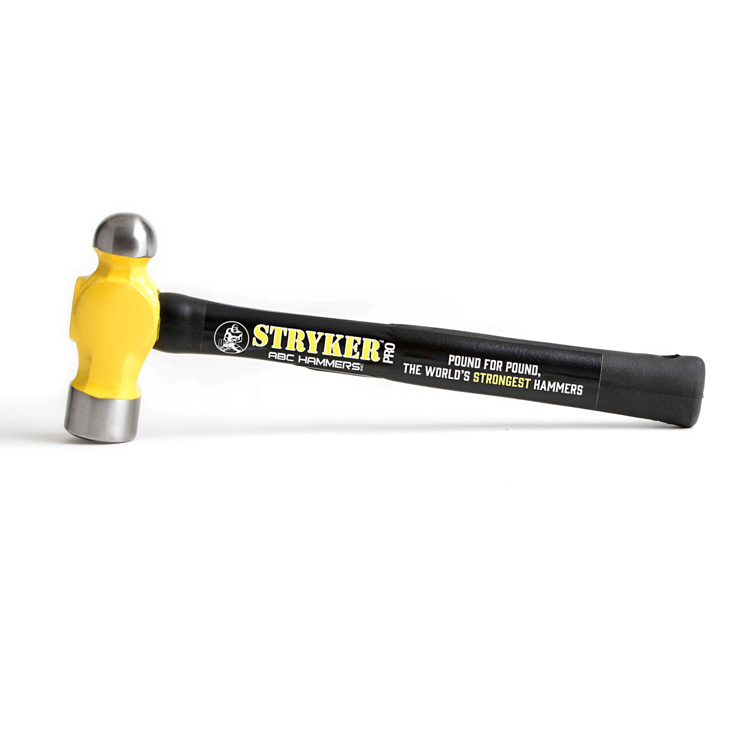 ABC HAMMERS Ball Pein Hammer - 24 oz. Stryker Hammer with Drop Forged Steel Head & 14" Steel Reinforced Rubber Handle - PRO2414BP