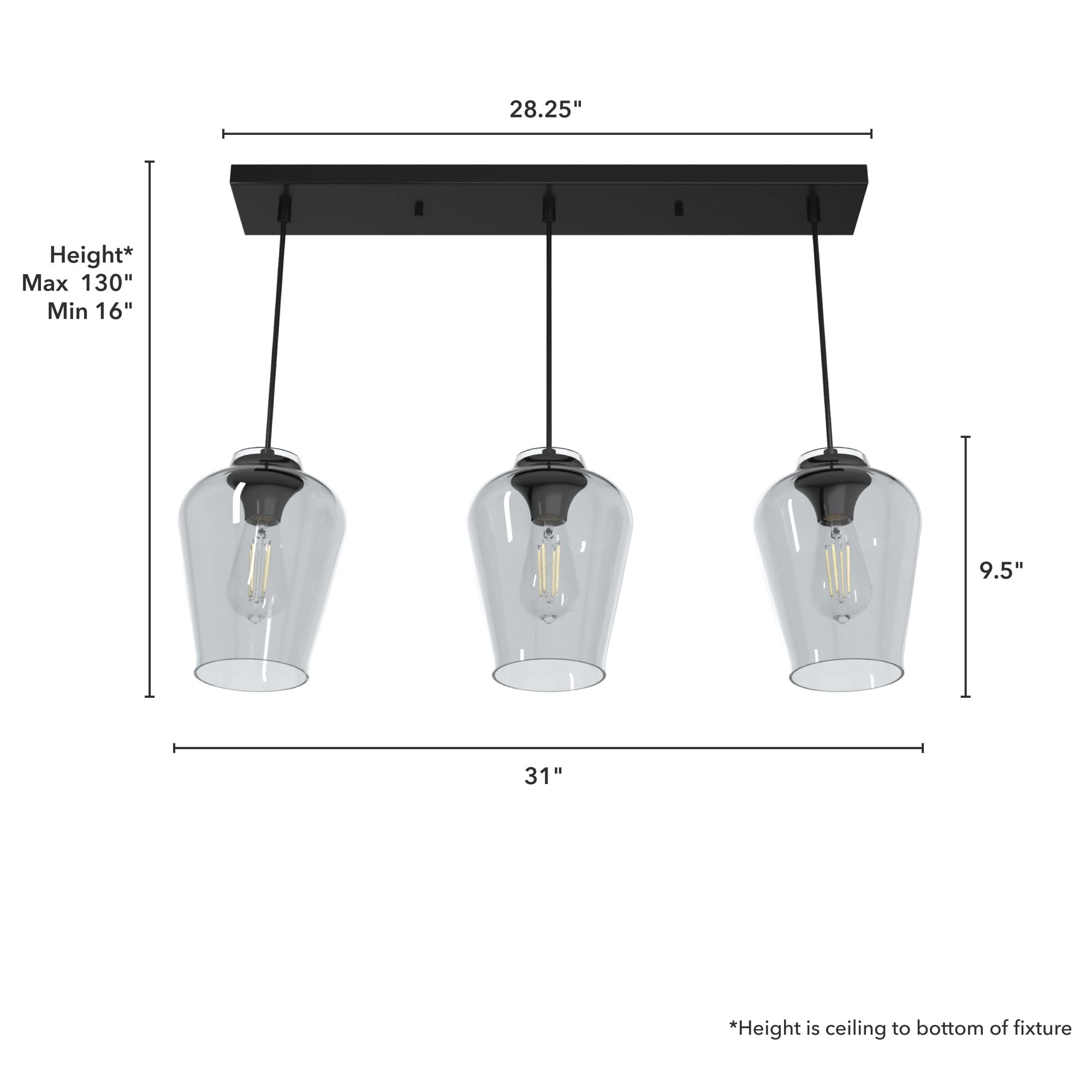 Hunter Fan Company 19726 - Collar de cristal, color negro mate
