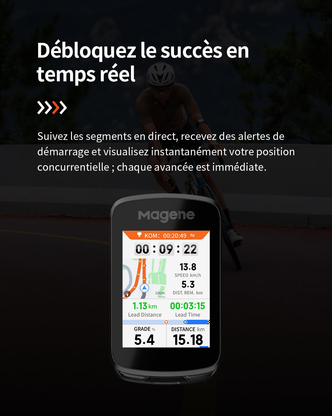 Magene C606 Pro Ordinateur de vélo GPS, Navigation Cartographique, Escalade Multi-Scénarios Pro, Écran Tactile Couleur de 2,8 Pouces, Entraînement en Intérieur