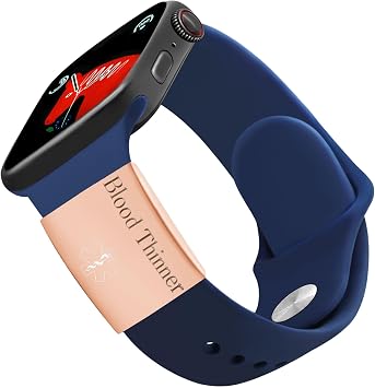 Blood Thinner Medical ID Watch Band Label Stainless Steel Smartwatch Medical Alert Tag, Stylish Safety ID for Sports & Travel YA4313 Rose Gold-Blood