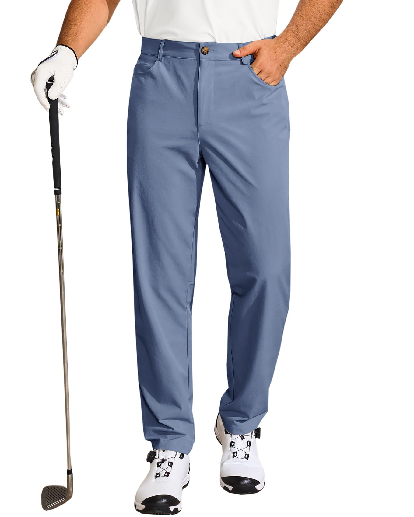 Mens Golf Pants Casual Flat-Front Stretch Work Dress Pants