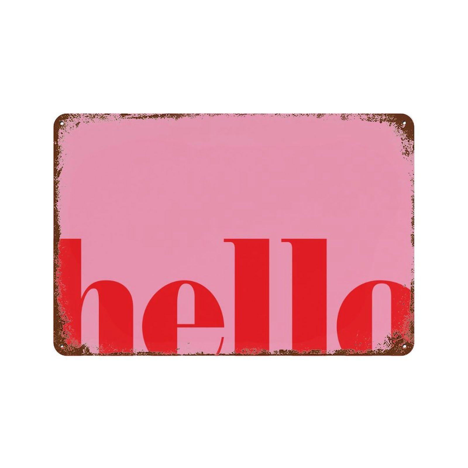 xiaoxiaoshen Hello, Pink, Red, Hello,entryway, Minimalist, Modern, Simple, Bold, Wall Decor Art Metal Tin Poster Modern Home Decor Art Home Bar Shop Decorations Vintage Sign 20x30cm