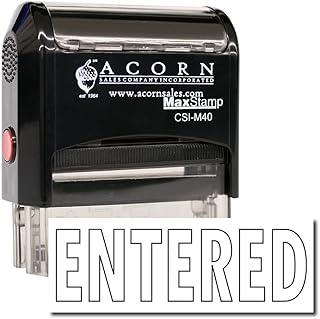 MaxStamp - Large Self-Inking Entered Stamp (Outline Text) (Blue Ink)