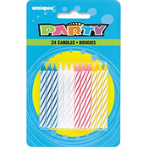Bright Multicolor Spiral Birthday Candles - 24 Count, 2.5'' - Festive Celebration Cake Toppers,...