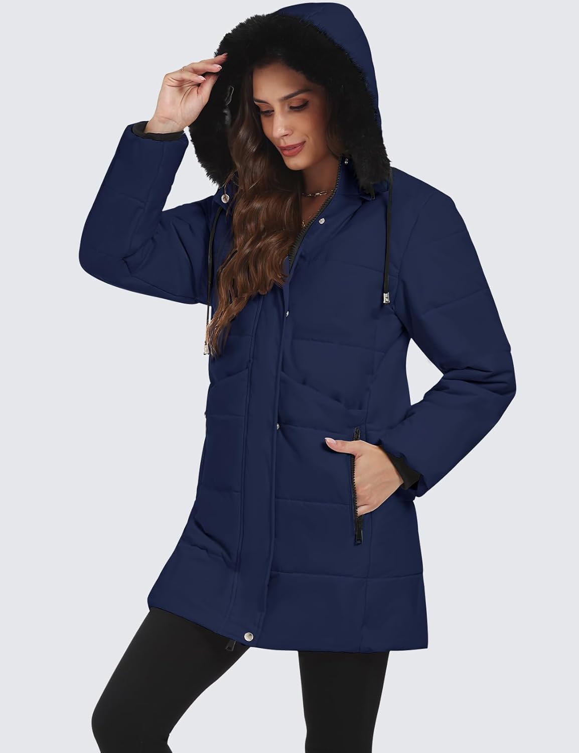 Gihuo Women's Winter Warm Puffer Coat Quilted Long Parka Jacket with Removable Hood - Image 2