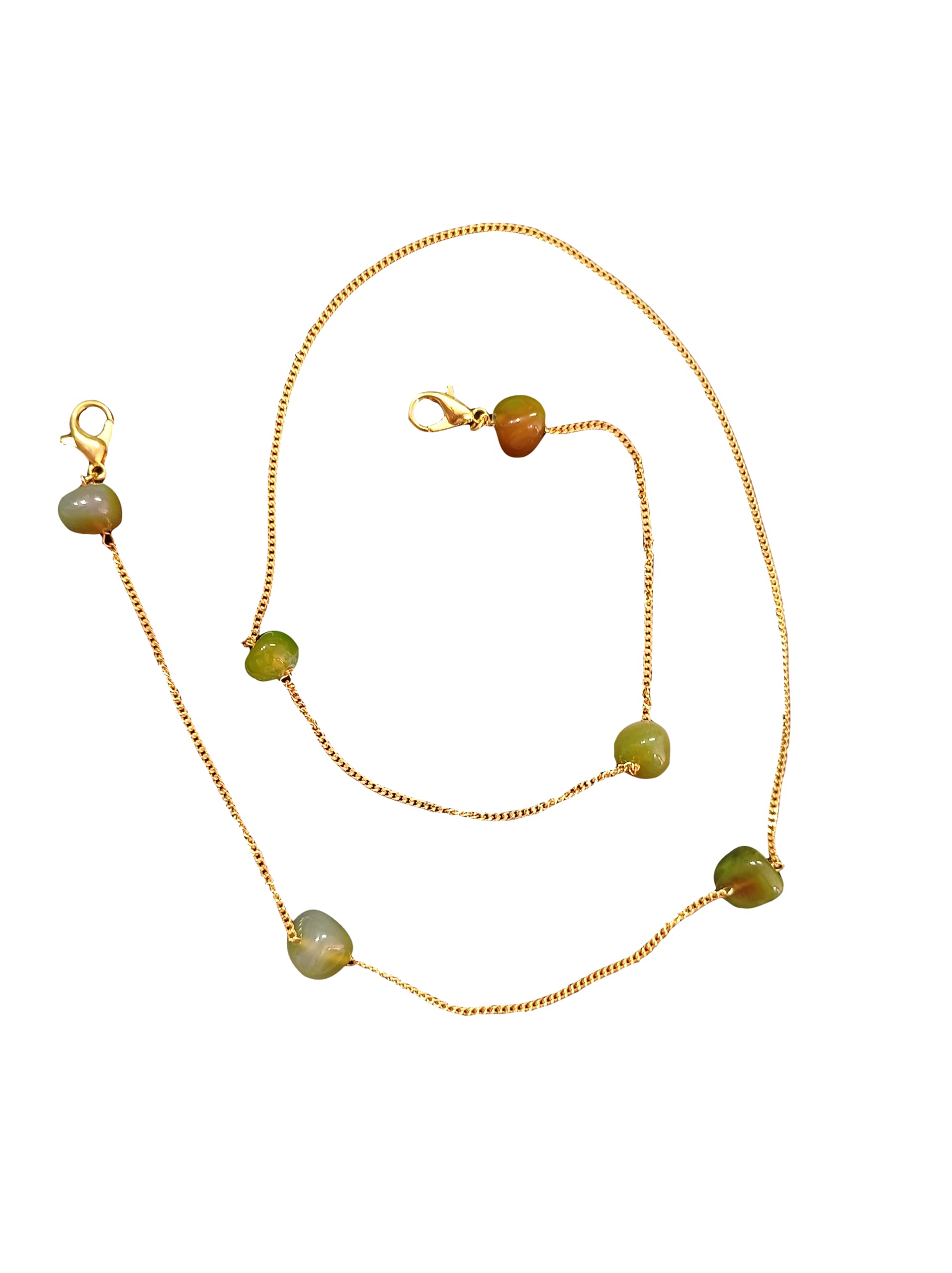 Tumble Beads Face Mask Holder Chain Strap Holder Cord Eyewear Necklace Retainer for Women Beaded Lanyard, Made in India, Holds Your Mask Around Your Neck 25" Long