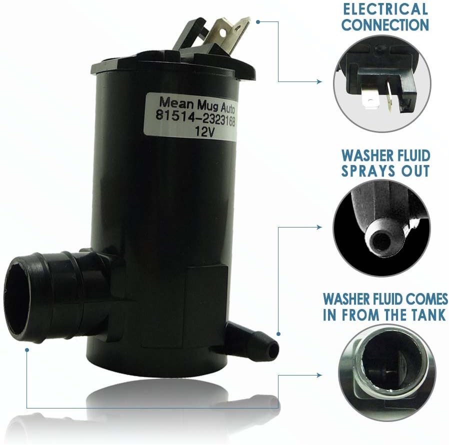 81514-232316B Windshield Washer Pump w/Grommet - Washer Motor Compatible with Honda, Acura - Replaces OEM #: 38512-SC4-673, TR11602, 177132, 8-6720, 38512SDAA01