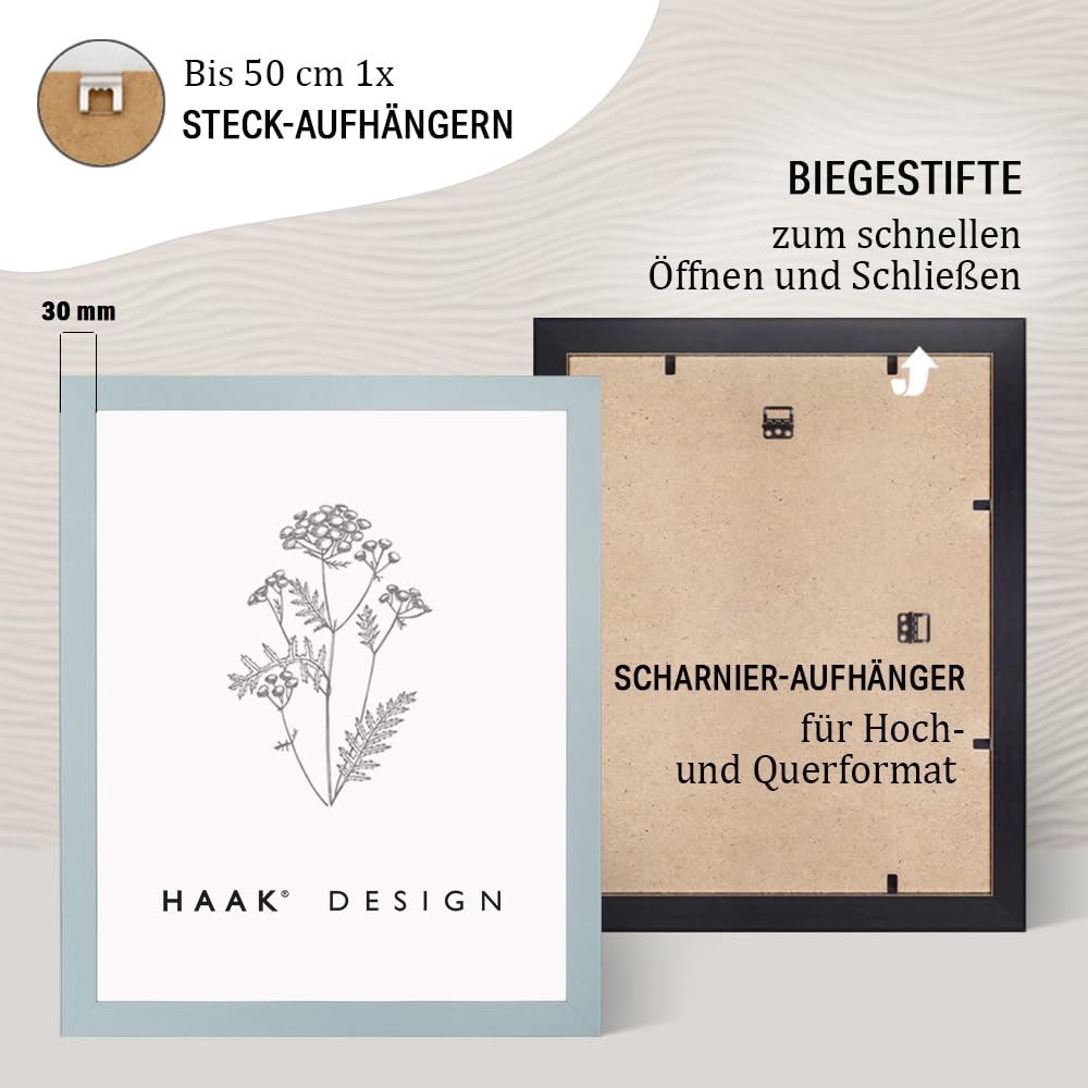 Haak Bilderrahmen modern stabil Miko Pastelltürkis Pastell 80 X 120 cm Rahmen für Bilder Urkunden Poster Puzzle Pastell Farben