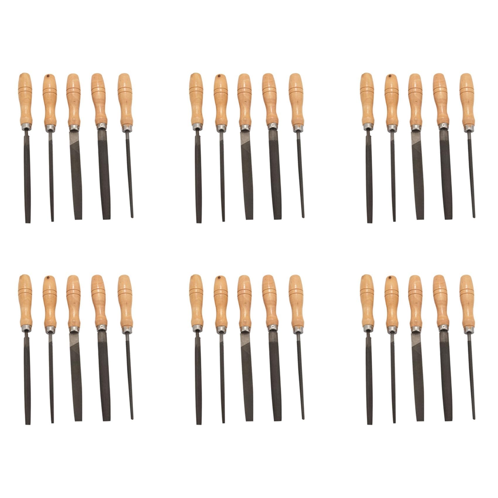 Juego de Limas de Acero con Alto Contenido de Carbono con Asas de Madera Archivo de Escofina para Madera, Metal, Plástico, 30 Piezas (de Acero)