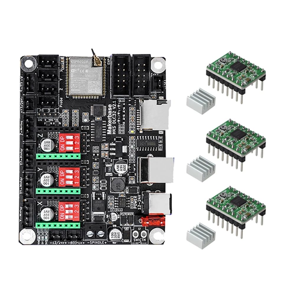 Makerbase MKS DLC32 V2.1 Offline Controller Work for Laser&CNC 32bits ESP32 WIFI GRBL TFT Touch Screen and TS35-R/TS24R for desktop laser engraving machine (Package*1)
