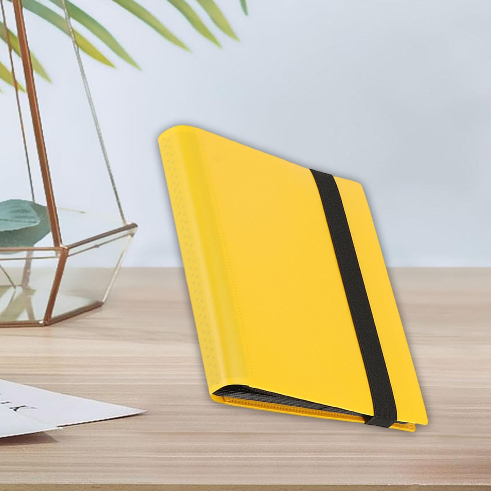 5 zestaw kart kolekcjonerskich album segregator pasek zamknięcie przenośne 20 arkuszy etui do przechowywania kart żółte 21 x 17,5 cm