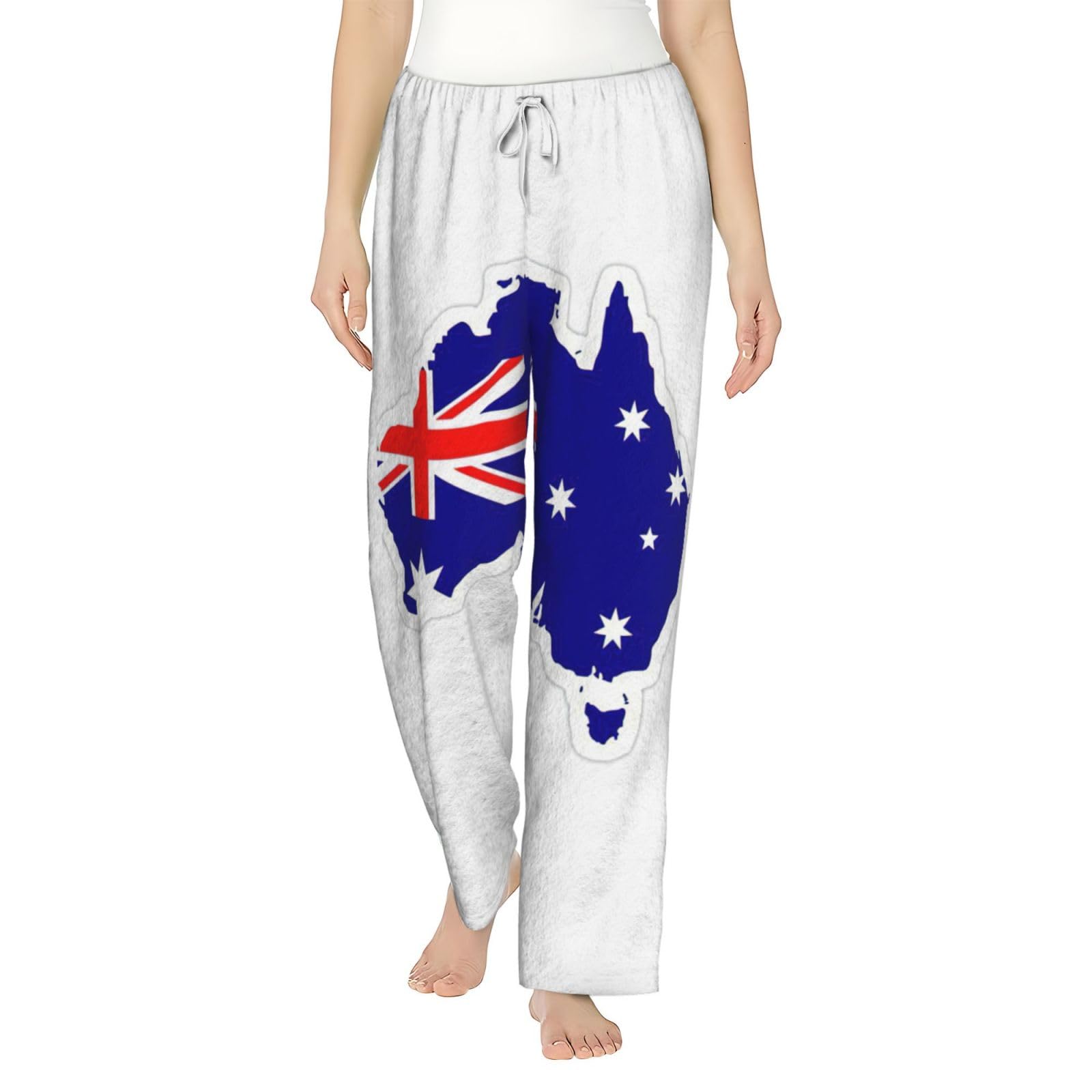 Damen-Schlafanzughose mit australischer Flagge, Flanell, warm, bequem, für Urlaub, Weihnachten