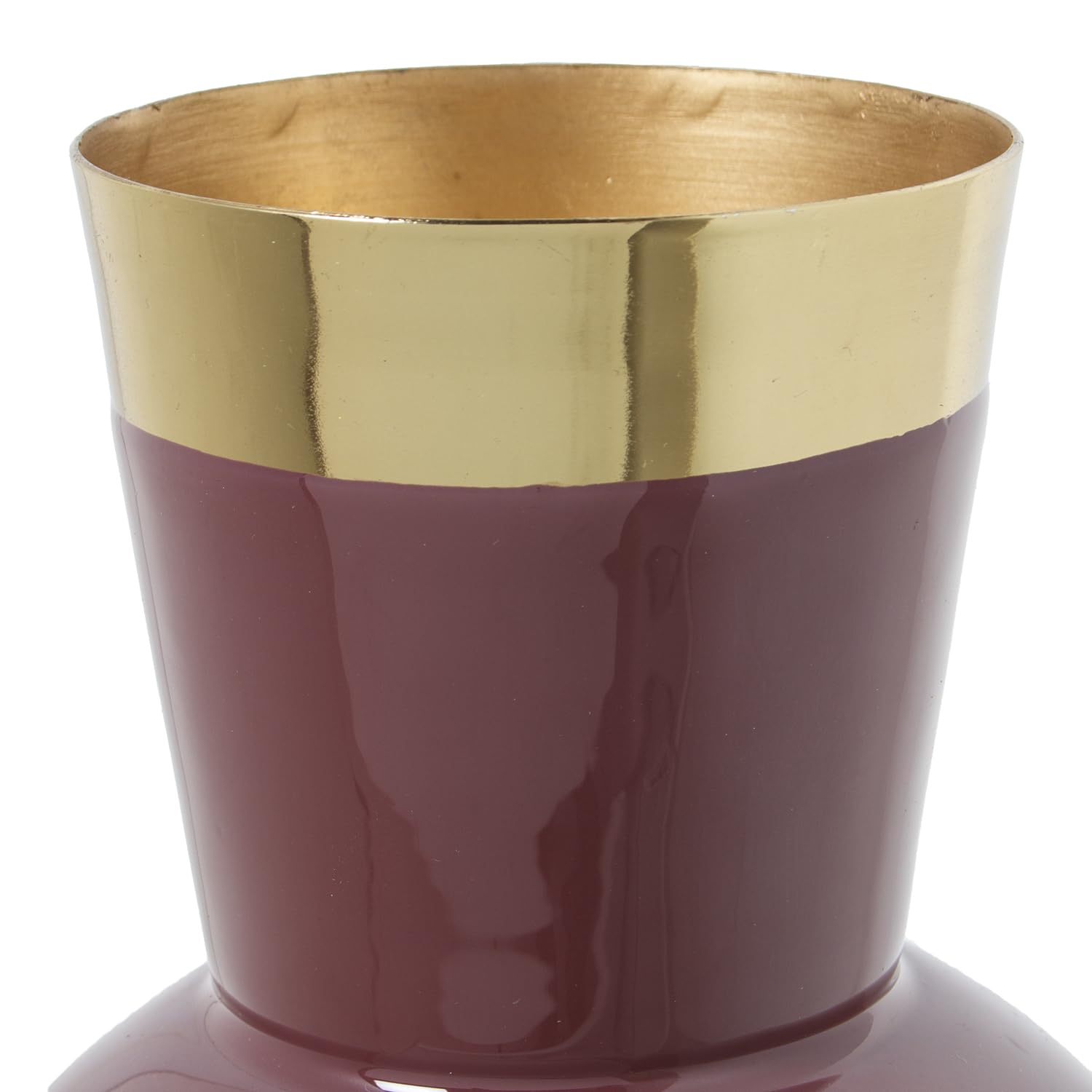 JARRÓN METAL ESMALTADO VIOLETA/DORADO_°15X32CM