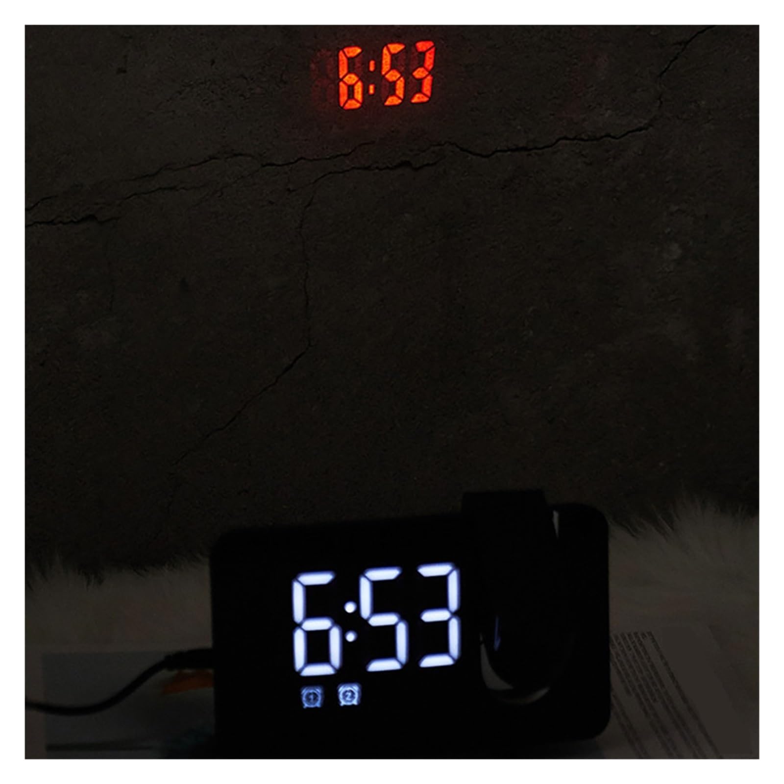 Reloj Proyector Radio FM LED Digital Reloj Despertador Inteligente Mesa De Reloj Relojes Electrónicos De Escritorio Despertador USB con Proyector De Tiempo De 180 ° Snooze(Green)